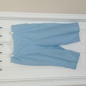 Blue and white striped capris